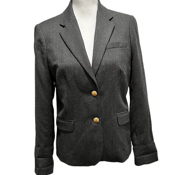 J Crew Donegal Wool Gray Schoolboy Blazer w Gold Buttons